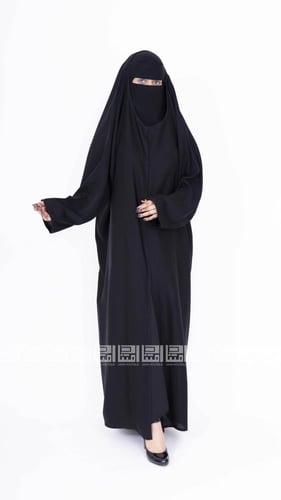 عباية رأس سوداء بأزرار كامل- 1263