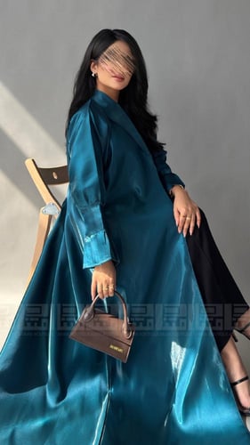 عباية صيفية ميكادو لامع بتصميم أزرق مميز- 1451