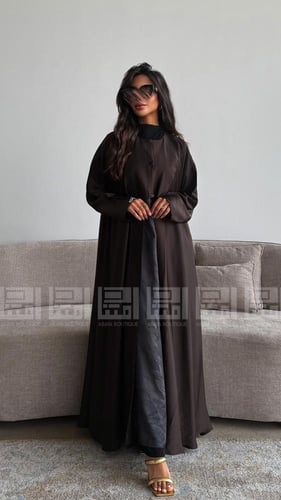 عباية بفستان متصل بتداخل قماش الجاكار الصيفي- 1588