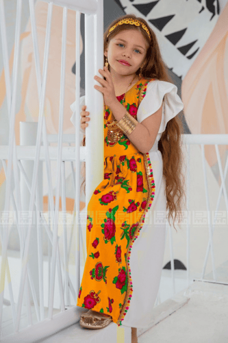 فستان شالكي قطني أصفر 2028