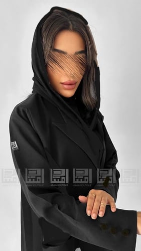 عباية سوداء ربع كلوش بليزر بقماش ليمار البارد- 144...