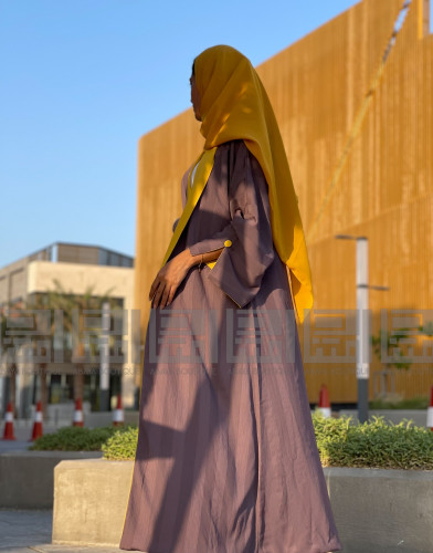 عباية دبل فيس اصفر و بنفسج 1076
