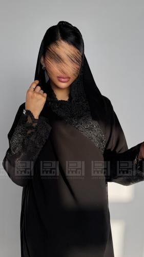 طرحة دانتيل سوداء فاخرة بتصميم راقٍ-3154
