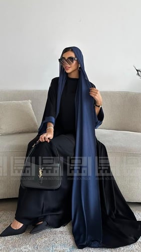 عباية صيفية يومية أنيقة بقصة A Line من قماش بلاك ب...