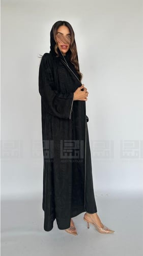 عباية جاكار نصف كلوش بتفاصيل فاخرة- 1432