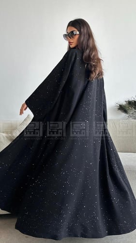 عباية عيد دبل فيس سوداء بقصة الكلوش 1394