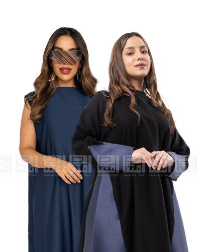 بكج عباية سوداء بتطريز الورد الأزرق و فستان كحلي30...