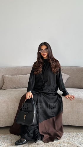 عباية سوداء بليزر بجاكار حريري بارد- 1534