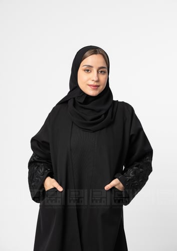 عباية سوداء بجيوب مخفية وفستان متصل 1354