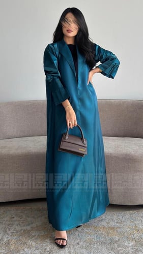 عباية صيفية ميكادو لامع بتصميم أزرق مميز- 1451