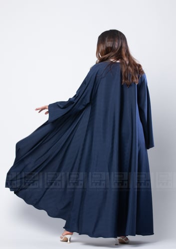 عباية كلوش صيفية بقماش حراير كحلي مخطط بتصميم A LI...