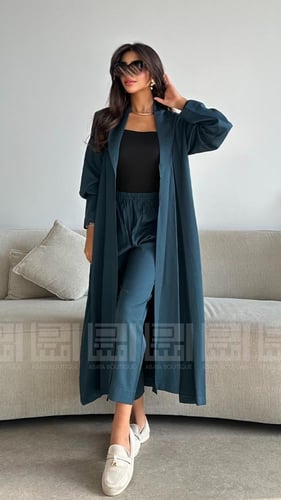 عباية تركواز صيفية أنيقة بقطع مميزة- 1463