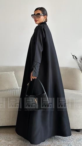 بكج عباية تفتة سوداء أنيقة بتصميم عصري- 1513