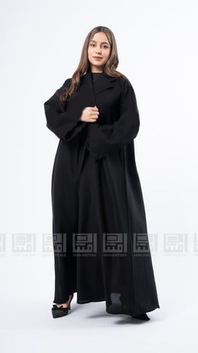 عباية سوداء بقصة رسمية بتطريز زهور- 1418