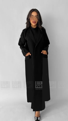 عباية سوداء ربع كلوش بليزر بقماش ليمار البارد- 144...