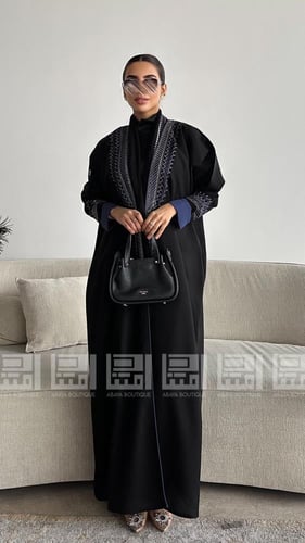 عباية سوداء بتطريز ملكي فخم- 1057