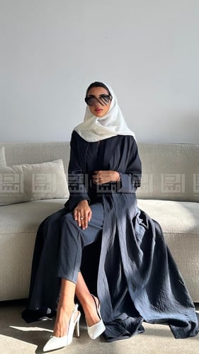 عباية صيفية باللون الرمادي - 1412