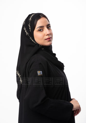 طرحة سوداء بتطريز ذهبي مميز - 3080