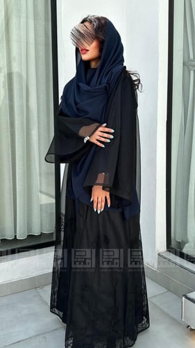 عباية الليلك بتداخل الشيفون- 1565
