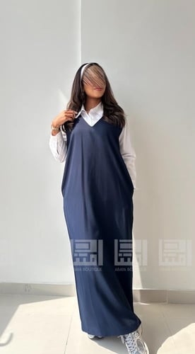 مريول مدرسي ثنوي شيال كحلي بفيونكات 4004