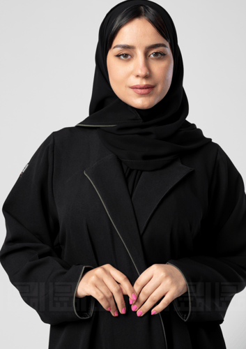 عباية بليزر سوداء بقيطان 1336