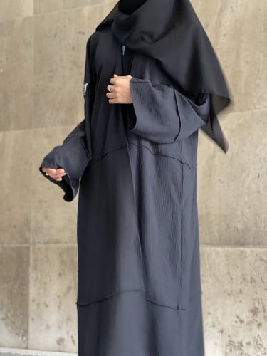 عباية سوداء بفستان داخلي ‎1093