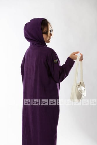 عباية بنفسجية بقبعة متصلة 5023