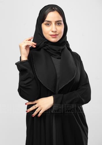 عباية عيد سوداء بتفاصيل شك ناعمة - 1326