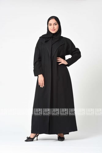 عباية بليزر سوداء بياقة رسمية 1282