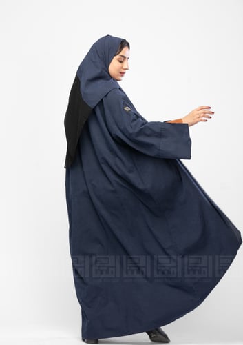 عباية شتوية كحلي فاخر بقصة V أنيقة- 1343