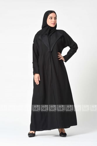 عباية بليزر سوداء بياقة رسمية 1282
