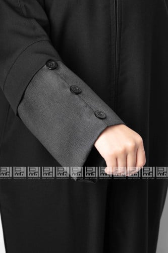 كم عباية منفصل أسود من الجاكار -3059