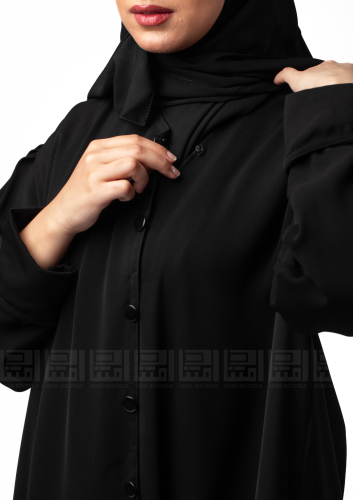 عباية سوداء بأكمام مميزة وطقطق مخفي- 1364