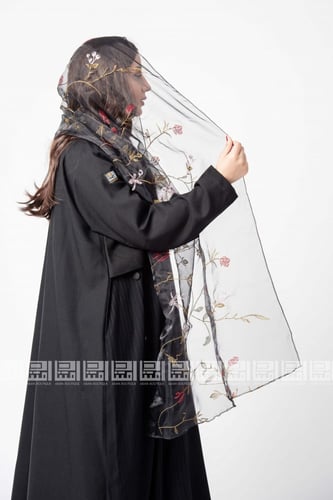 طرحة شيفون بتطريز يدوي مورد 3047