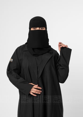 عباية سوداء عملية كريب بأكمام ذات فتحة إبهام 1369