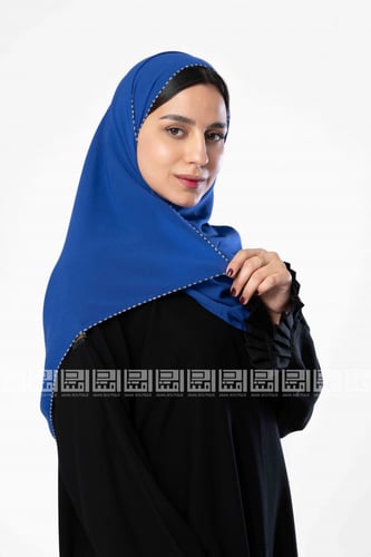 طرحة نيلي مطرزة بأطراف سوداء- 1109