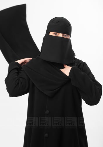 عباية سوداء بشال متصل -1367