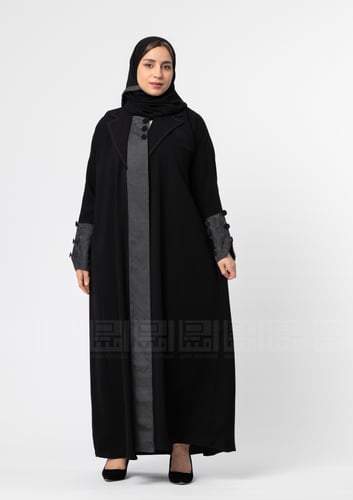 عباية سوداء يومية بقماش لمياء والجاكار 1370