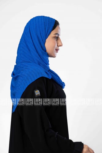 طرحة كريب شيفون نيلي منقطة ثابتة- 1118