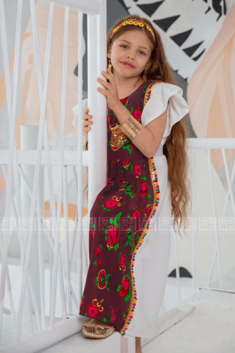 فستان شالكي قطني عنابي 2029