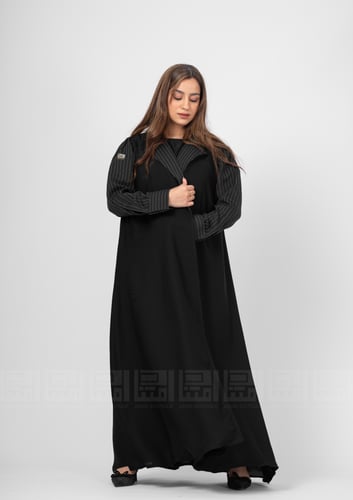 عباية رسمية أنيقة بقماش مخطط- 1378