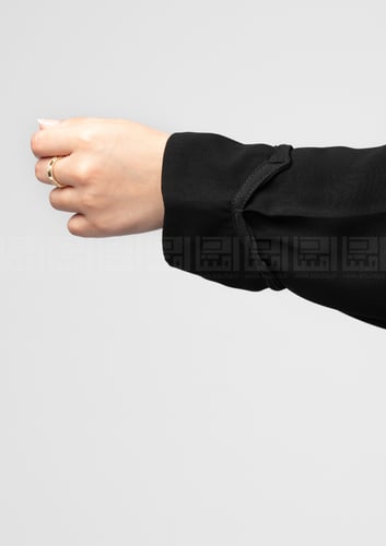 عباية فخمة سوداء بأكمام بف- 1364