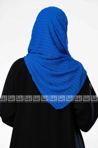 طرحة كريب شيفون نيلي منقطة ثابتة- 1118