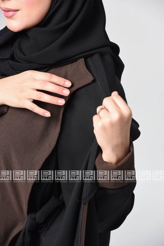 عباية رسمية سوداء بفستان متصل 1268