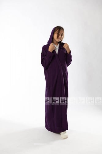 عباية بنفسجية بقبعة متصلة 5023