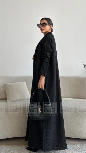 عباية دبل فيس بتطريز أسود 1242