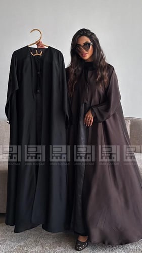 عباية بفستان متصل بتداخل قماش الجاكار الصيفي- 1588