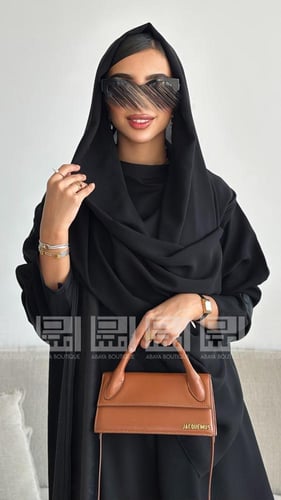 عباية شتوية سوداء جلد 1488