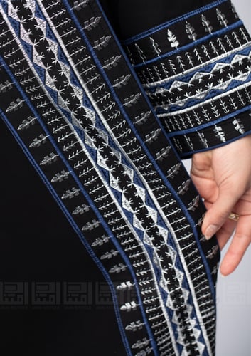 عباية سوداء نصف بشت بتطريز كحلي -1368