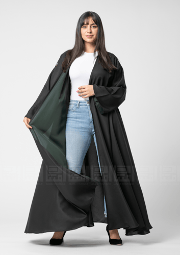 عباية دبل فيس باللون الزيتوني والاسود 1327